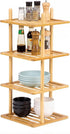 Expandable Bamboo Corner Shelf - Dish/Plate Organizer for Cabinet, Kitchen Counter Shelf