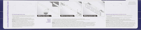 HIGH & MIGHTY 515708 Coat Rack 4 Hook Rail, Easy Tool-Free Dry Wall Installation, Holds up to 30lbs, Black & Silver