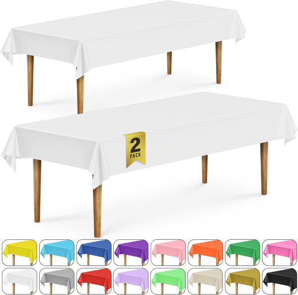 DecorRack 2 Rectangular Tablecloths, BPA-Free Plastic, 54 x 108 inch, Dining Table Cloth for Parties, Picnic, Camping,