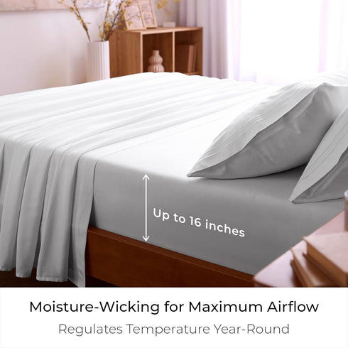 Set 4 Mellanni Queen Sheets - PC Iconic Collection Bedding - Hotel Luxury, Extra Soft, Cooling Bed Sheets - Wrinkle