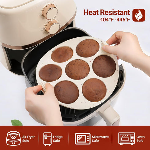 Silicone Muffin Pan for Air Fryer, Nonstick 7 Cups for Baking Egg Bites, Muffin, Tart, Cupcake, Mini Quiche