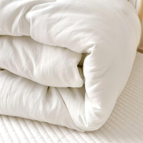 47x59 Inch, 1.2 BuLuTu Cotton Microfiber Down Alternative Comforter White, Toddler Size Duvet Insert, Soft Fluffy