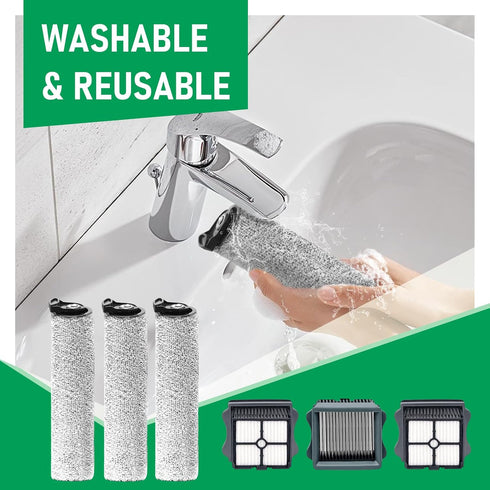 S5 S5 Parts,3 Brushes,3 Filters,1 Only Steam Roller Brush Replacement and Vacuum Filter Kit Compatible with Tineco