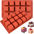 Square Silicone Mold, 2 Pack 15 Cavity Cube Mousse Cake Baking Molds for Soap, Candy Chocolate Cubes & Ice Cream