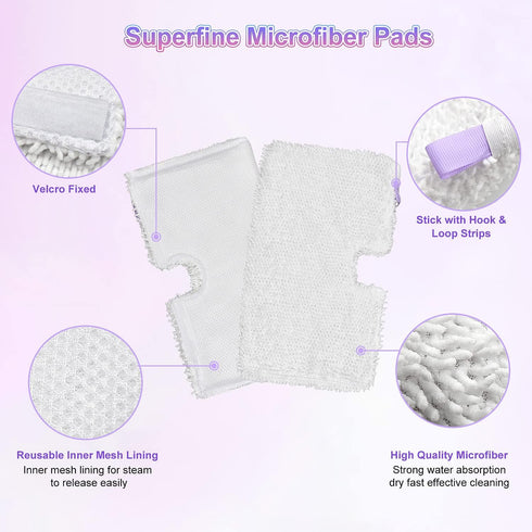 Steam Mop Replacement Pads for Shark Steam Mops - Microfiber Reusable Pads for S3500 Series (6 Pack)