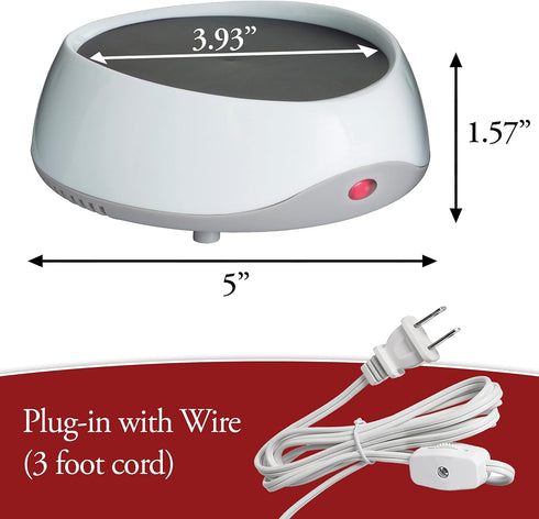 8-Hour CANDLE WARMERS ETC. Auto Shutoff Candle Warmer Plate (White, Plug-in) Modern Candle Wax Warmer with Timer
