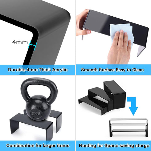 Goabroa 3 Tier Black Acrylic Display Risers - 2 Set (6 Pcs) Countertop Organizer Display Stand for Decoration