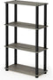 Furinno Turn-N-Tube 4-Tier Multipurpose Shelf Display Rack, French Oak Grey/Black Square Tube