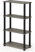 Furinno Turn-N-Tube 4-Tier Multipurpose Shelf Display Rack, French Oak Grey/Black Square Tube