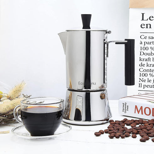 6Cup 300ml Easyworkz Pedro Stovetop Espresso Maker Stainless Steel Italian Coffee Machine Maker Moka Pot Induction