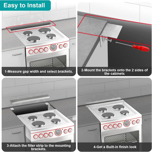 15.7" - 28" Stainless Steel Stove Gap Filler, Slide-in Range Rear Filler Kit, Backsplash for Most Brand Kitchen Stoves