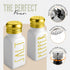 Luxury Gold Salt and Pepper Shakers Set by Brighter Barns - Modern Farmhouse Decor for Restaurant, Wedding, Gifts - Glass Shakers & Stainless Steel Lid - White and Gold Kitchen Accessories (Gold)