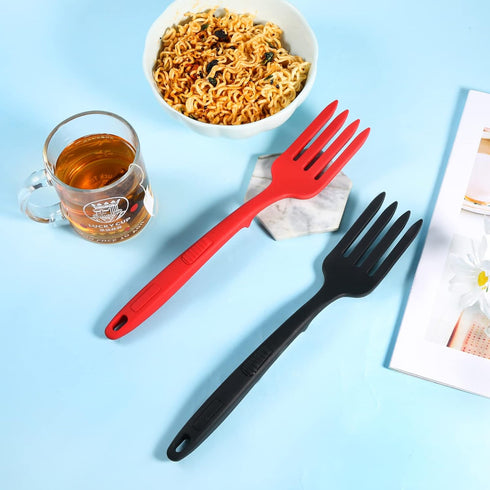 2pcs Silicone Flexible Forks, Heat Resistant Cooking Forks, Multifunctional Nonstick Blending Forks for Stirring,