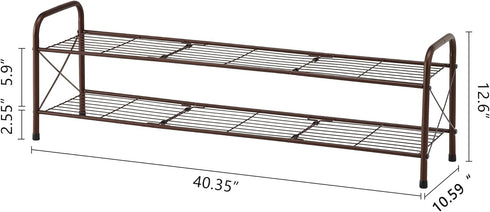 2 Closet, Hoctieon Tier Shoe Rack for Shoe Rack FreeStanding, Entryway Shoe Shelf, Shoe Storage Organizer, Durable Mesh