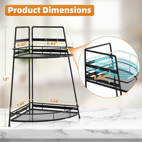 2 Counter Countertop VITVITI Tier Corner Bathroom Organizer, Metal Bathroom Organizer Shelf Storage, Bath Room Sink