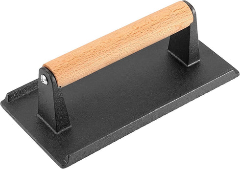 2 Pack 8 4 Inch x Cast Iron Grill Press, Flat Heavy Weight Chef Press Bacon Griddle Press with Wooden Handle, Steak