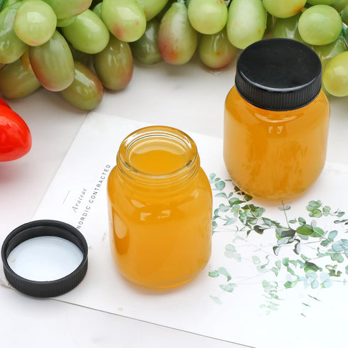 QAPPDA 2oz Set 48,Glass Mason Jars of Spice Jars with Black Lids,Small Mason Juice Bottles for Ginger