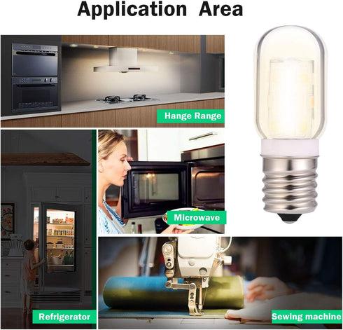 LED Microwave Appliance Light Bulb for Refrigerator, Range Hood, Equivalent 40W Incandescent, Pack of 4