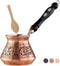 BCS 12 Oz Copper Turkish Greek Arabic Coffee Pot with Wooden Handle, Cezve Ibrik Briki Stovetop Maker (4 servings)