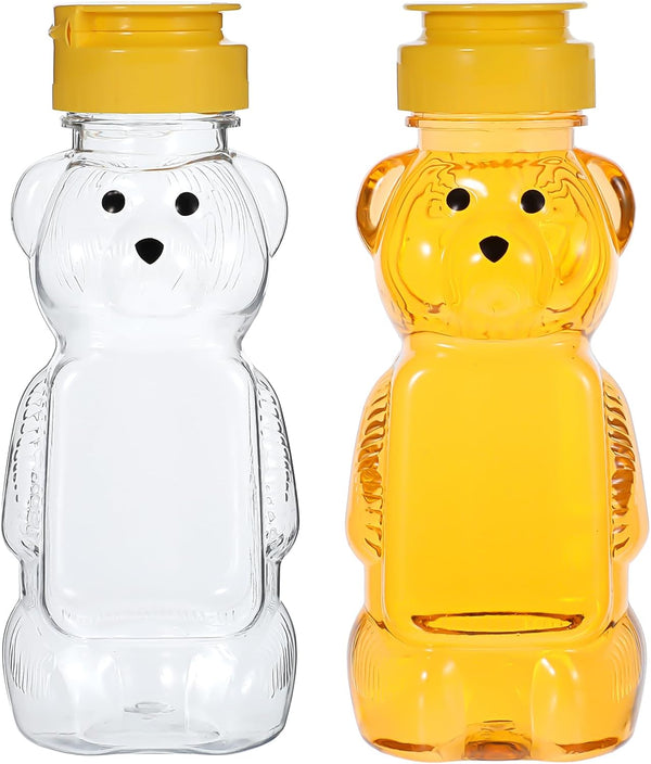 Hpmjz 2 Pcs Honey Bear Bottle Plastic Honey Squeeze Bottle Transparent Honeybear Squeeze