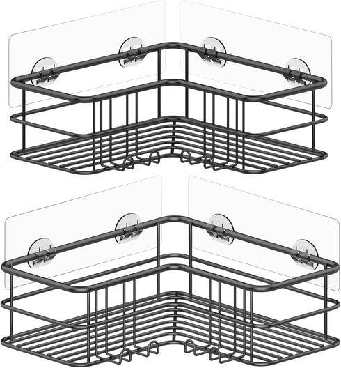 Menbyci 2 Pack Black Shower Caddy Corner Bathroom Shower Shelf, Rust Proof Bathroom Organizer Accessories, Adhesive