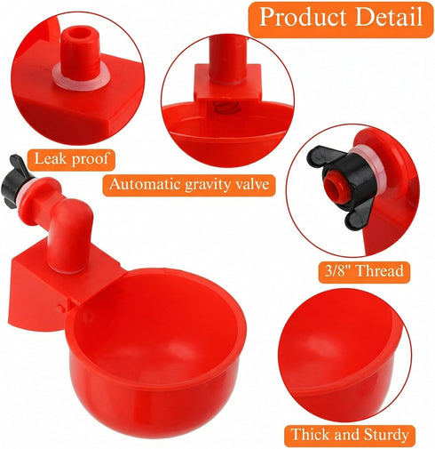 30 Pack 3/8 Inch Cedilis Chicken Water Cup, Automatic Drinking Cups for Chickens, Thread Poultry Water Cups, Chicken