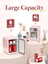 BOGDA Mini Skincare Fridge (4 Liter/6 Can) with Dimmable LED Light Mirror, Cooler and Warmer for Makeup