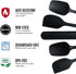 OVENTE Set of 5 Silicone Spatula , Food Grade Rubber Spatulas Heat Resistant w/ Stainless Steel Core & Seamless Design, Non Stick Rubber Spatula for Mixing, Baking & Cooking Black SP12305B by OVENTE