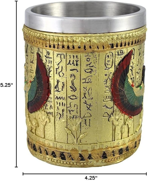 Egyptian Theme Golden Winged Isis Motherhood and Magic Goddess Beer Stein, Great Gift for Ancient Egyptian Culture
