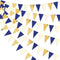 30Ft Navy Blue Gold and Beige Party Decorations, Royal Blue Gold Triangle Flag Pennant Banner for Events