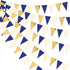 30Ft Navy Blue Gold and Beige Party Decorations, Royal Blue Gold Triangle Flag Pennant Banner for Events