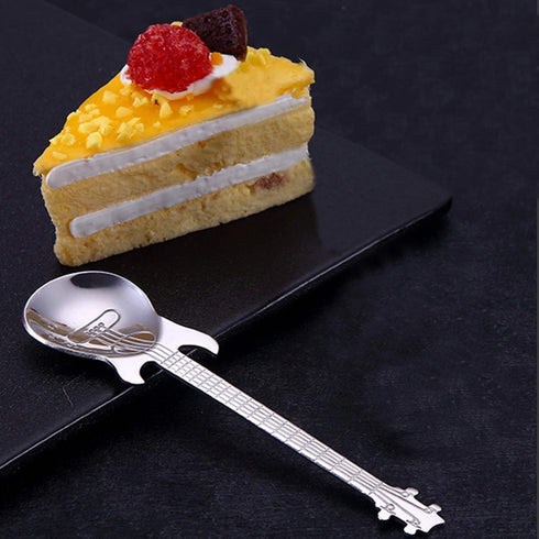 Maydahui 6PCS Guitar Spoons, 18/10 Stainless Steel Musical Note Teaspoons for Dessert