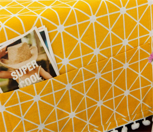 Mvchifay Microwave Oven Cover, Dustproof Cotton Machine Protector with Side Storage Pockets, 11.8x35.4 inches (Yellow