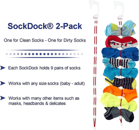 Sock Laundry Solution for Washing, Drying & Storing Socks in Pairs, Clip & Hold Socks, 2-Pack