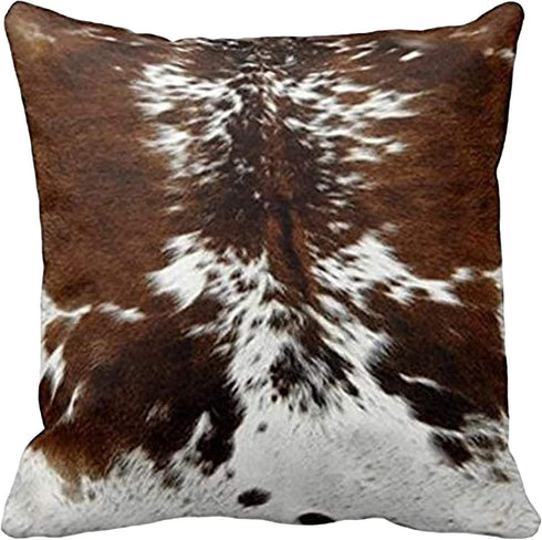 Leaveland Throw Pillowcase 20 x 20, Tri Color Brown Cowhide Print Pillow Cover