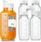 6 Pack 16 Oz Glass Juice Bottles with 2 Pour Spouts, 100%