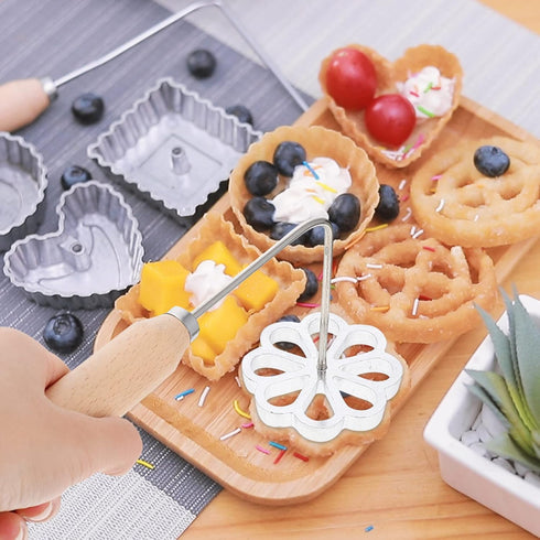 Youdunzi Mold Frying Mould with Wooden Handle, Kitchen Accessory for Home Carrot Shreds Pastry Cooking Utensil