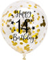 Gold 14th Confetti Latex Balloons, Happy 14 Years Birthday Party Decoration with Confetti, 12in, 16 Pack