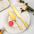Cake Knife and Server Set with 6 Pcs Cake Forks, Wedding Cake Cutting Set for Parties (8 PCS, Gold)