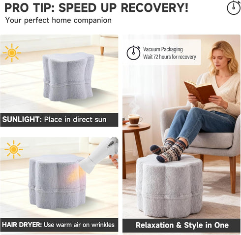 Tiita Floral Pouf Ottoman, Foot Stools Ottoman with Foam Chunk Filling, Puff Foot Rest for Couch, Living Room, Kids