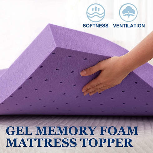 SINWEEK 1.5 Inch Gel Memory Foam Mattress Topper, Ventilated Soft Bed Topper, Twin Size, CertiPUR-US Certified, Purple