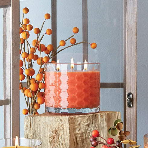 Root Candles 12-Ounce Fall Scented Pumpkin Spice Candle, Premium 3-Wick Handcrafted Beeswax Blend in Honeycomb Glass