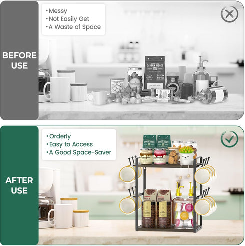 Countertop, 2 12 EsLuker.ly Coffee Station Bar Organizer Mug Holder Stand Tier Mug Cup Tree Rack for Kitchen Office
