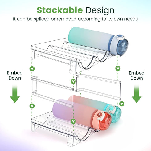 Water Bottle Organizer for Cabinet, Water Bottle Storage Organizer, 2 Packs Water Bottle Storage Rack, Water Bottle Holder for Cabinet, Stackable Water Bottle Storage Rack by spospo