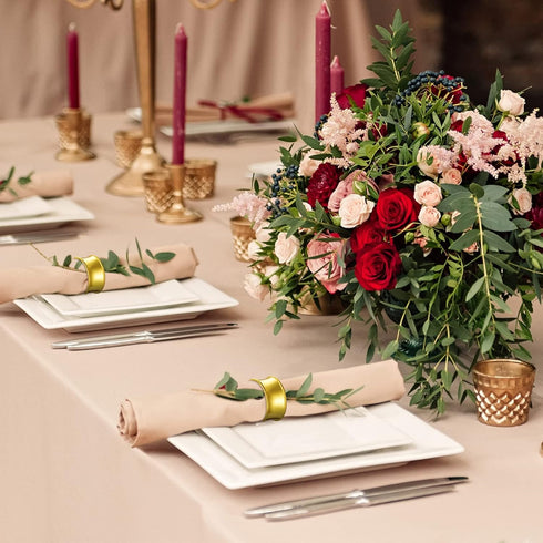 8 Pcs Gold Napkin Rings Set - Metal Napkin Holder Rings with Rhinestone Delicate Buckle for Holiday Table Decoration