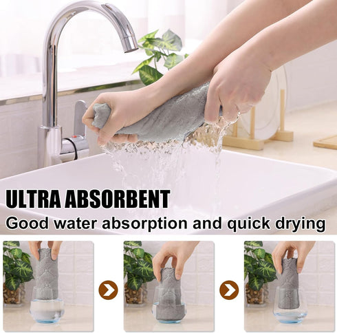 24 Pack (10 10 Inches, Homaxy Kitchen Dish Cloths x Grey), Super Soft and Absorbent Coral Velvet Dish Towels, Nonstick