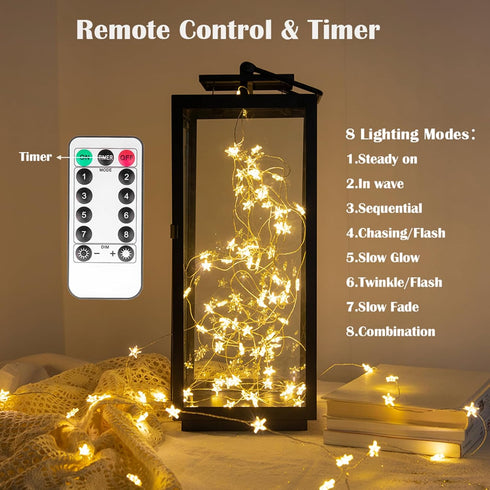 in,40FT 120 8 Star String Lights Plug LEDs Star Fairy Lights,Waterproof Starry Light with Modes Remote for Outdoor