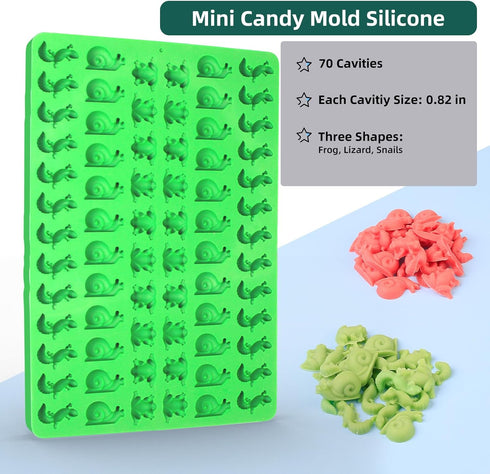 Mini Animal Silicone Mold - 70 Cavities Chocolate Candy Molds for Making Gummy/Cake Decor/Fondant/Biscuits for Kids