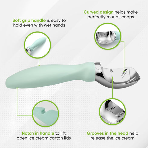 Spring Chef Heavy Duty Ice Cream Scoop - Professional Metal Scooper for Gelato, Mint, Dishwasher Safe