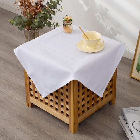 24 24 Inch Small Square Solid White Tablecloth x Washable Fabric Table Cloth Wrinkle Resistant Polyester Table Cover